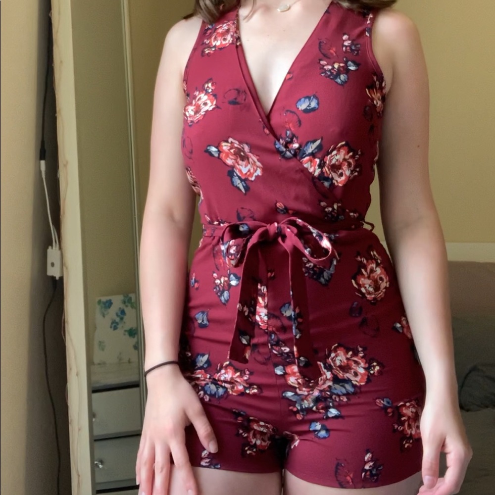 Maroon Floral Romper